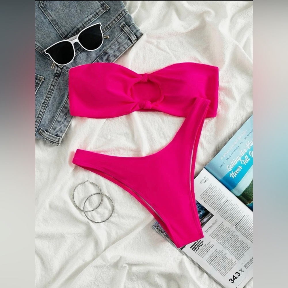 NEW pink solid bikini set
